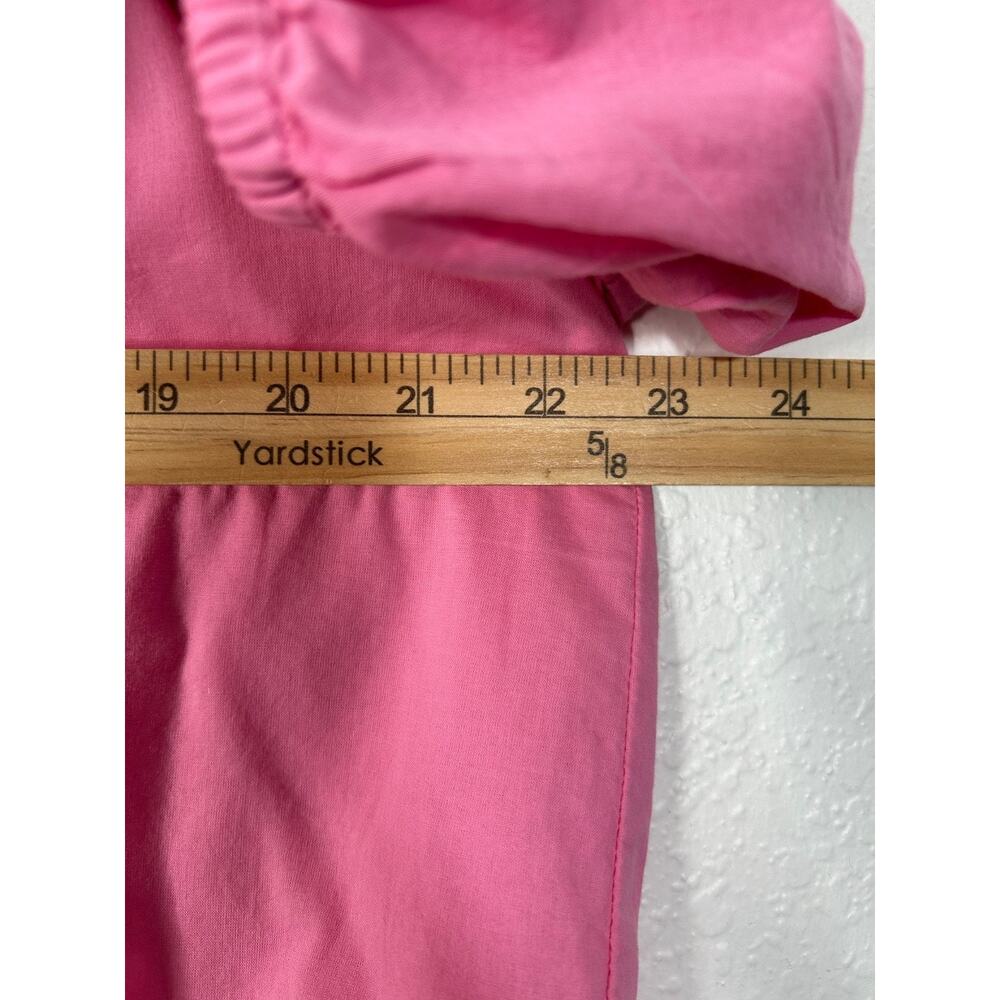 Xirena Jules Cotton Poplin Top Size Large Pink Short Puff Sleeve Ruffle Blouse - Picture 7 of 9